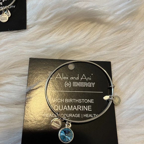 Alex and Ani March Birthstone Aquamarine Bangle Bracelet - Picture 2 of 3